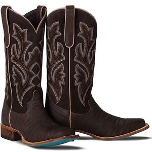 Lane SARATOGA Square Toe Cowboy Boots Dark Brown Western Cowgirl Mid Calf 6